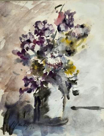 Quadro di Sergio Scatizzi Vaso con fiori - mista carta ruvida 